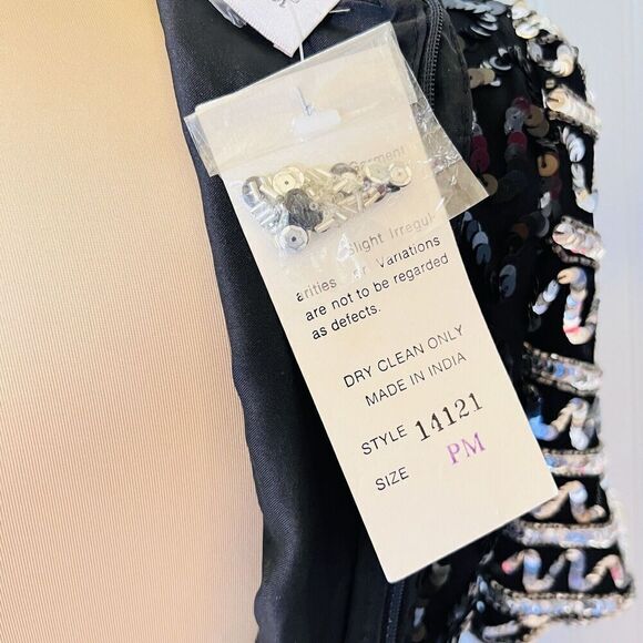 RARE Laurence Kazar Sz PM Dress Vintage Silk Beaded Sequins Dinasty Glam Handmad - Picture 11 of 16